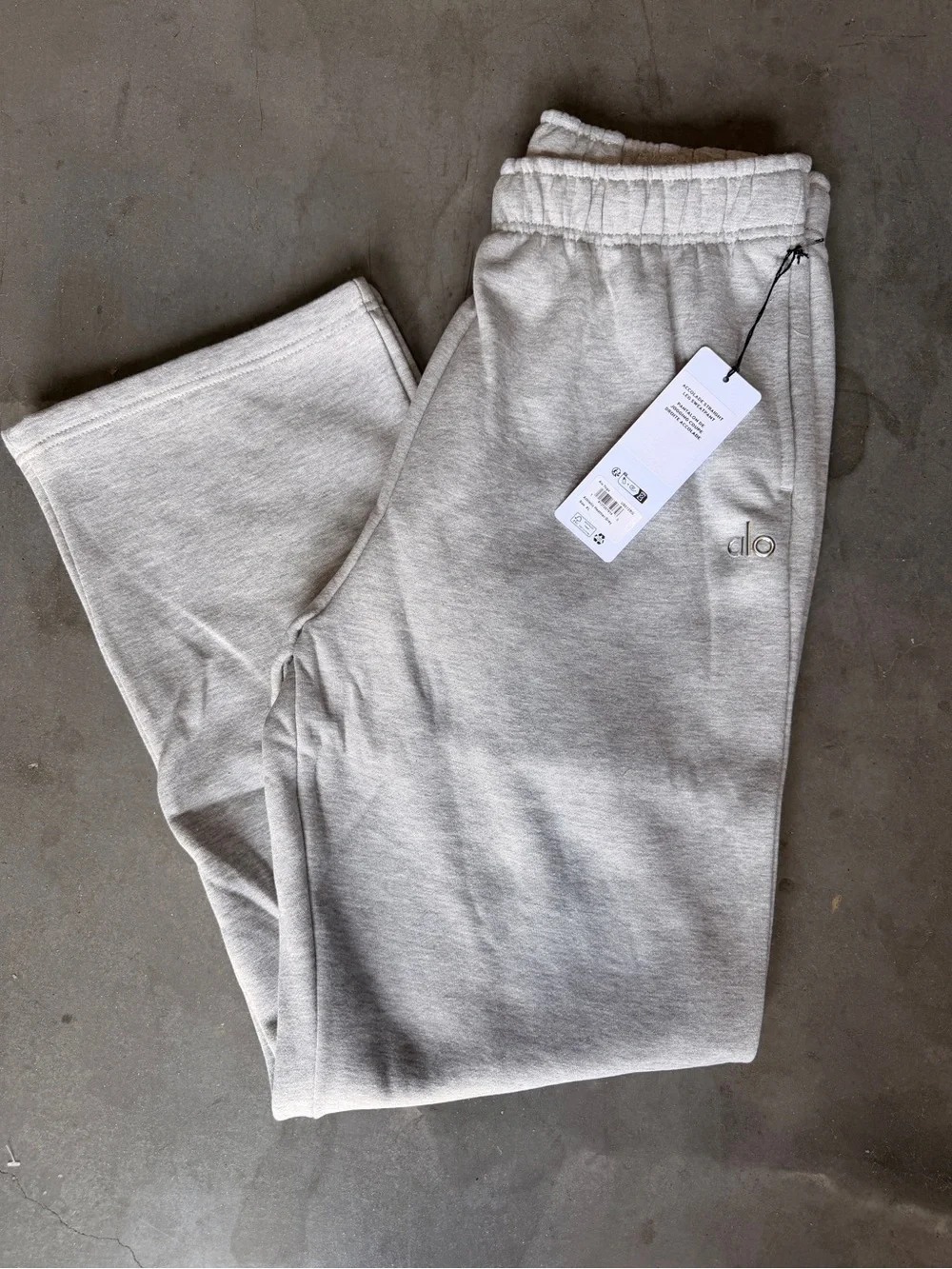 ALO Yoga Heather Light Gray Sweatpants - Elastic Waist Joggers